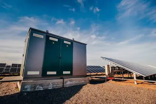 Industrial solar inverter units mounted on a wall