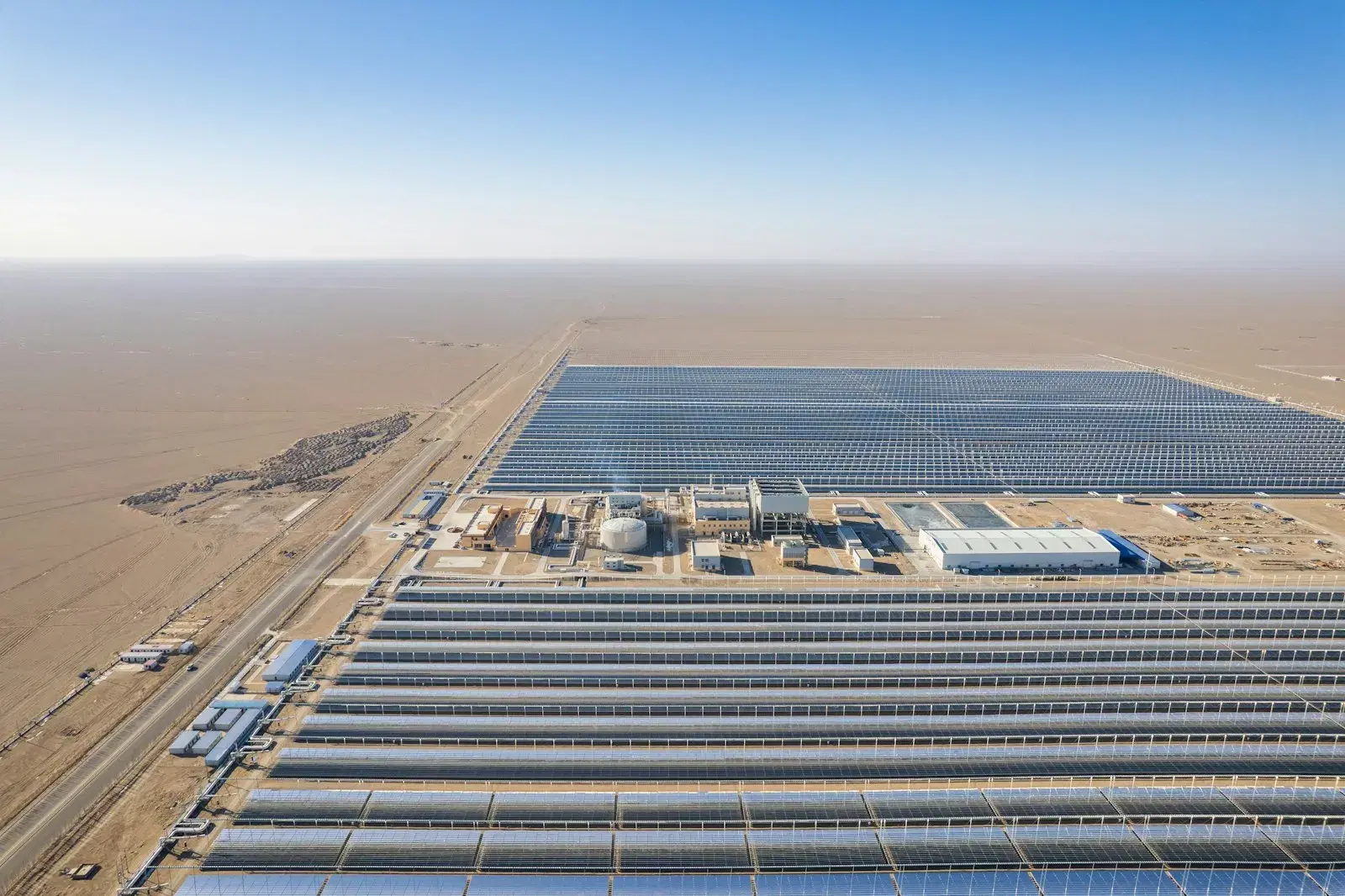 Aerial view of a utility-scale solar power plant